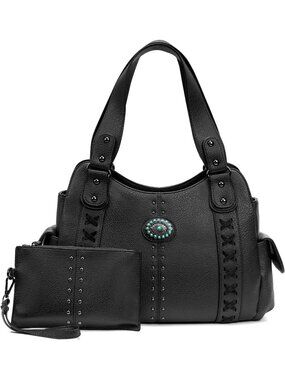 New Large Vintage Tote Bag for Women, Western Purse with Embossed Concho Studs